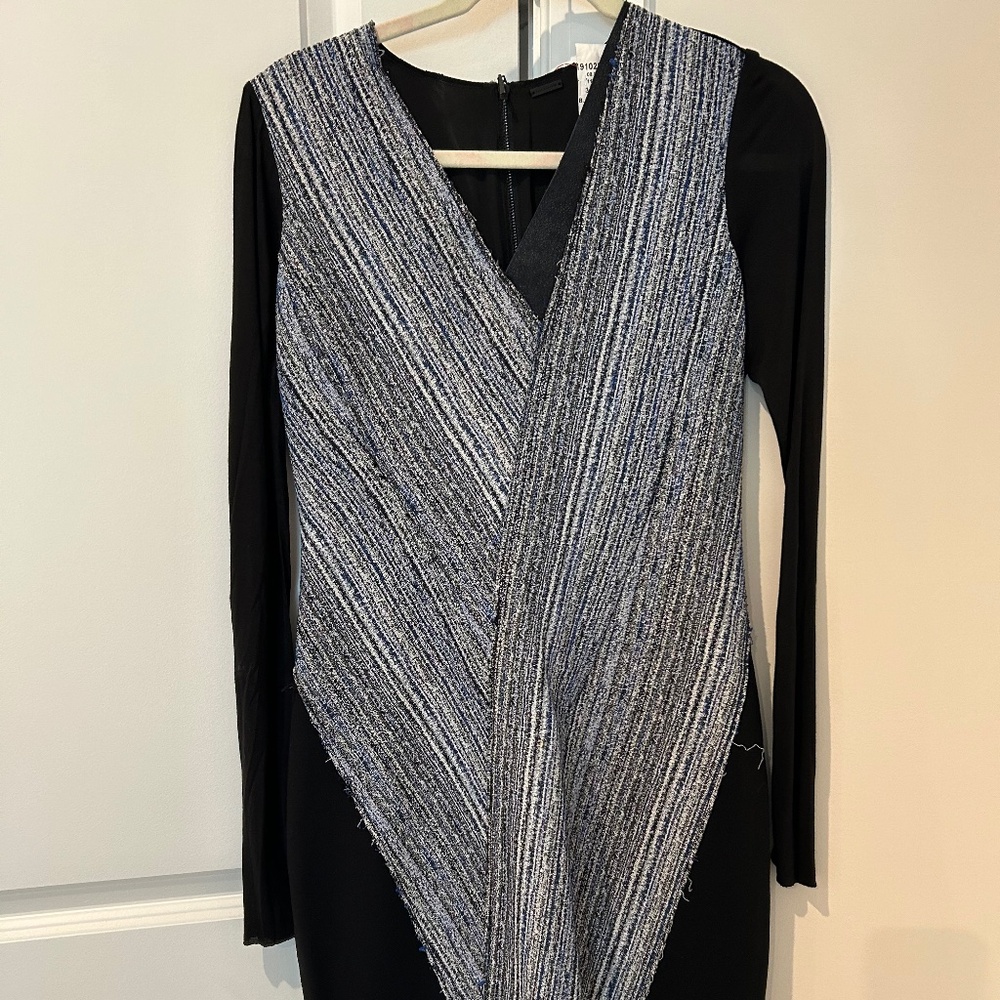 Elie Tahari mixed-media long sleeve dress